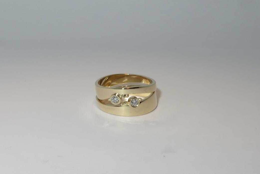 Gouden ringen ringenset geelgouden ring diamant