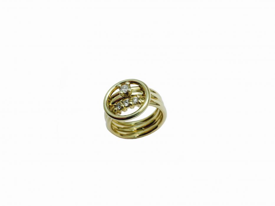 Stacking ring geelgoud solitairring rijring