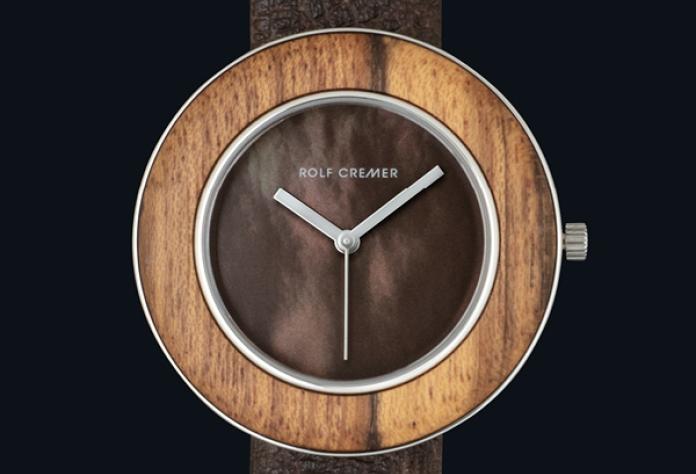 Rolf Cremer wood horloge houten parelmoer