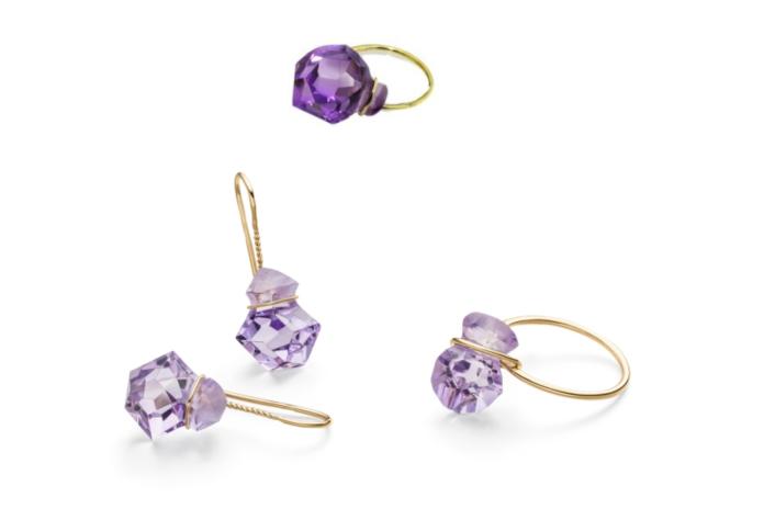 Gouden sieraden met ametis Annette Ehinger 