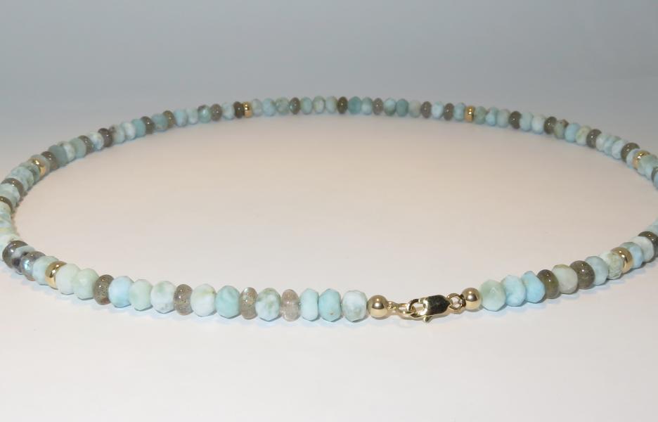 Edelsteen Collier Larimar en Labradoriet