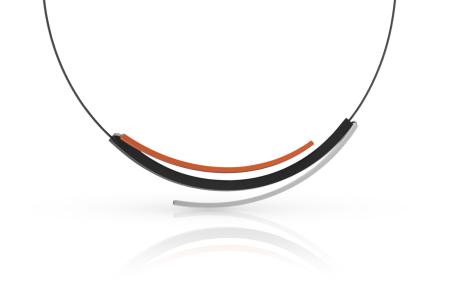  collier staal geanodiseerd aluminium rood zwart ketting