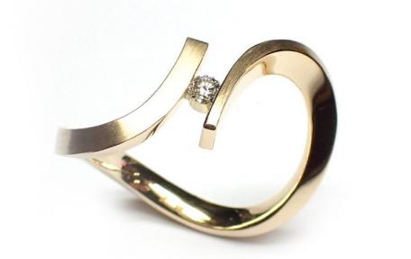Geelgouden ring met diamant briljant Cardillac