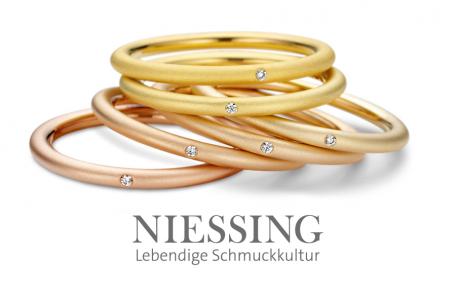 Niessing solaris farbringen roodgoud geelgoud peachypink diamant