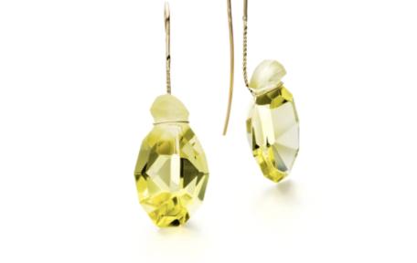 Gouden oorhangers met gele kwarts