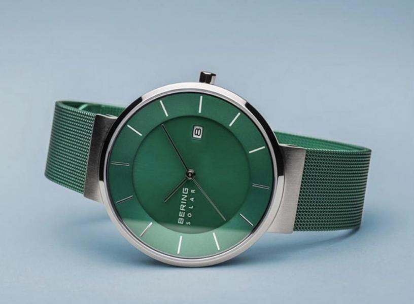 Bering horloge edelstaal, meshband, groen, charity