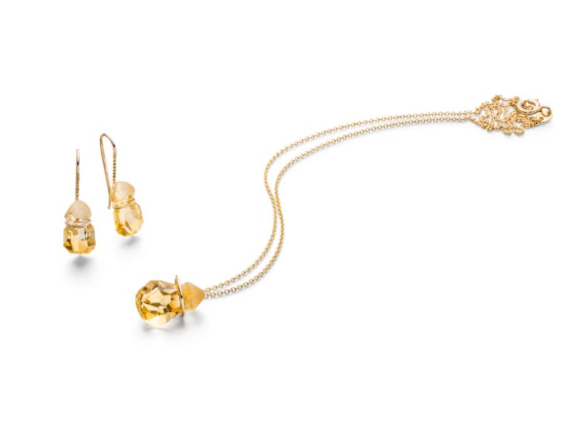 Gouden collier met citrien 